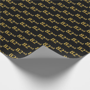 Papel De Regalo Black, Faux Gold 82nd (Ochenta Y Segundo) Event