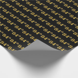 Papel De Regalo Black, Faux Gold 84th (Ochenta y Cuarto) Event