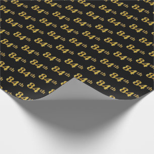 Papel De Regalo Black, Faux Gold 84th (Ochenta y Cuarto) Event