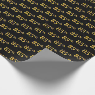 Papel De Regalo Black, Faux Gold 85th (Ochenta y Quinto) Event