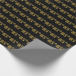 Papel De Regalo Black, Faux Gold 85th (Ochenta y Quinto) Event