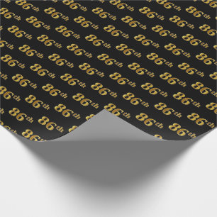 Papel De Regalo Black, Faux Gold 86th (Ochenta y Sexto) Event