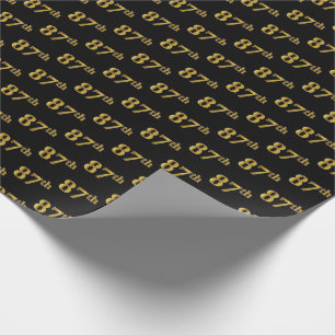 Papel De Regalo Black, Faux Gold 87th (Ochenta y Séptimo) Event