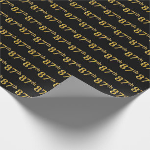 Papel De Regalo Black, Faux Gold 87th (Ochenta y Séptimo) Event