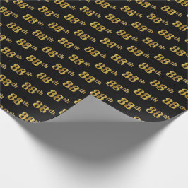 Papel De Regalo Black, Faux Gold 88th (Ochenta Y Octavo) Event