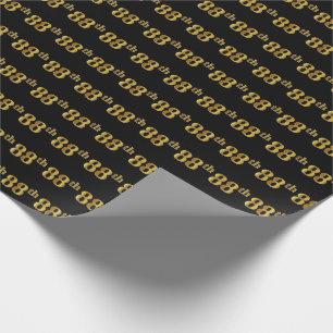 Papel De Regalo Black, Faux Gold 88th (Ochenta Y Octavo) Event