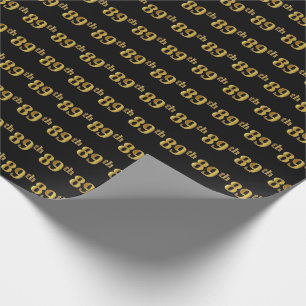 Papel De Regalo Black, Faux Gold 89th (Ochenta y Noveno) Event