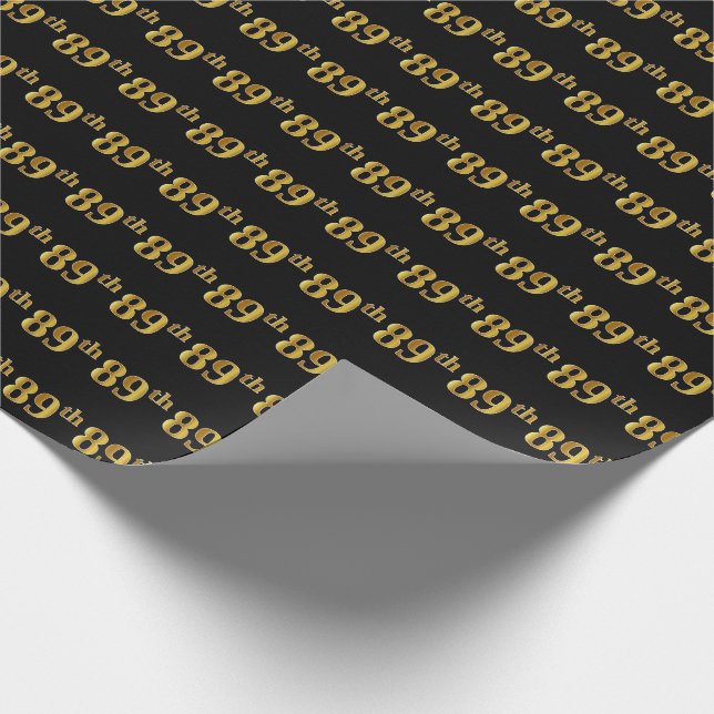 Papel De Regalo Black, Faux Gold 89th (Ochenta y Noveno) Event (Esquina)
