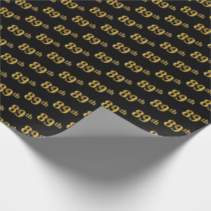 Papel De Regalo Black, Faux Gold 89th (Ochenta y Noveno) Event