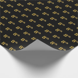 Papel De Regalo Black, Faux Gold 8th (Octavo) Event