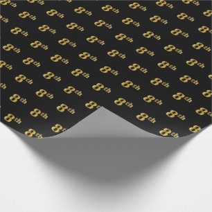 Papel De Regalo Black, Faux Gold 8th (Octavo) Event