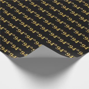 Papel De Regalo Black, Faux Gold 94th (Noventa y Cuarto) Event