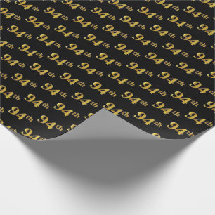 Papel De Regalo Black, Faux Gold 94th (Noventa y Cuarto) Event