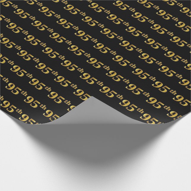 Papel De Regalo Black, Faux Gold 95th (Noventa y Quinto) Event (Esquina)