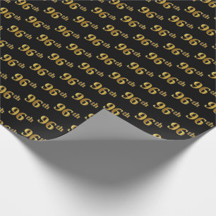 Papel De Regalo Black, Faux Gold 96th (Noventa y Sexto) Event