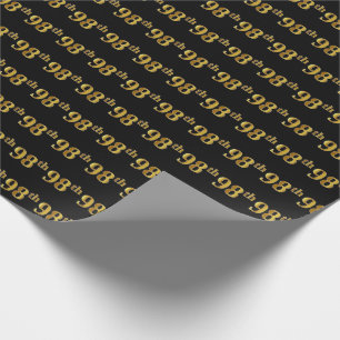 Papel De Regalo Black, Faux Gold 98th (Noventa Y Octava) Event