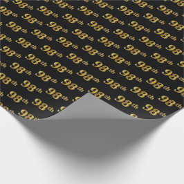 Papel De Regalo Black, Faux Gold 98th (Noventa Y Octava) Event