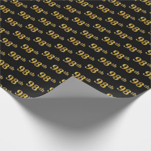 Papel De Regalo Black, Faux Gold 98th (Noventa Y Octava) Event