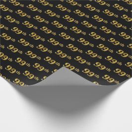 Papel De Regalo Black, Faux Gold 99th (Noventa y Novena) Event