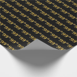 Papel De Regalo Black, Faux Gold 99th (Noventa y Novena) Event