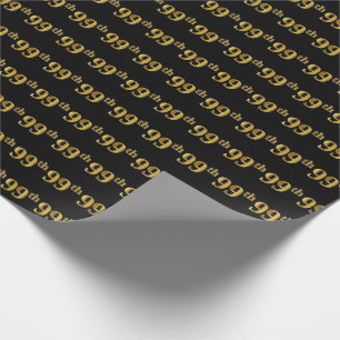 Papel De Regalo Black, Faux Gold 99th (Noventa y Novena) Event