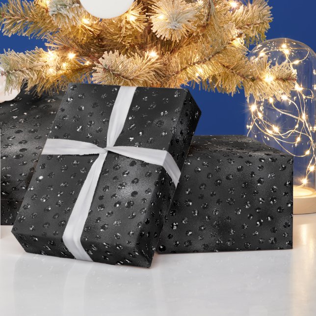 Papel De Regalo Black Faux Purpurina Cheetah Spots (Vacaciones)