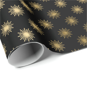 Papel De Regalo Black Gold Stars Confetti Delicate Confetti Sun