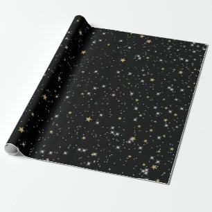 Papel De Regalo Black Gold Stars Sky Sparkle Birday Party