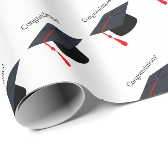 Papel De Regalo Black Graduation Cap Felicitaciones Gift Wrap (Esquina del rollo)