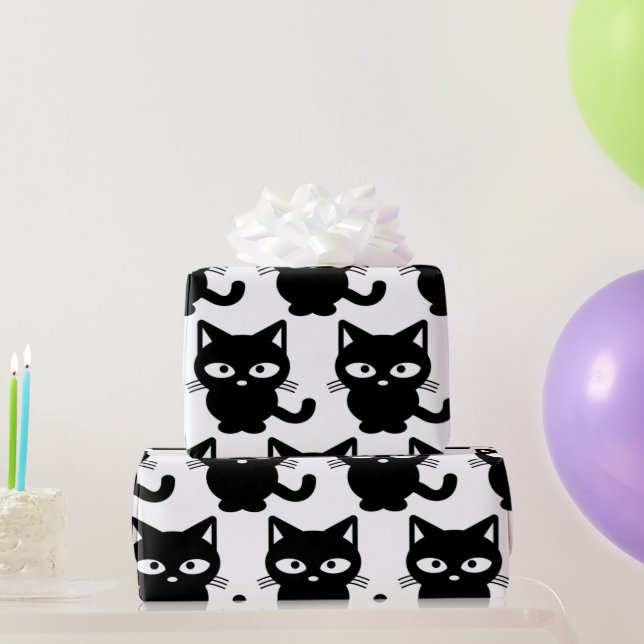 Papel De Regalo Black Kitty Cat Cute Halloween (Regalos de fiesta)