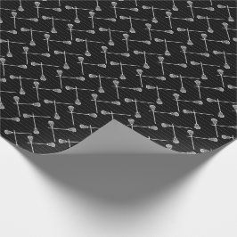 Papel De Regalo Black Lacrosse White Sticks Patterado