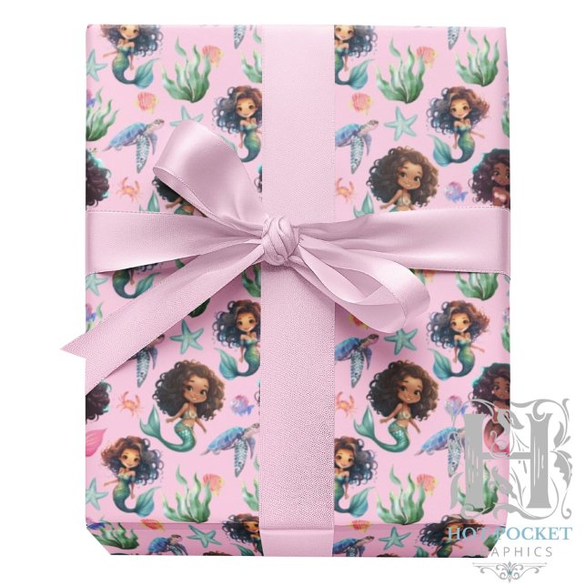 Papel De Regalo Black Mermaid Wrapping Paper in Pink (Subido por el creador)