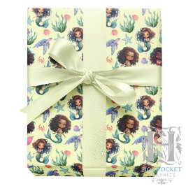 Papel De Regalo Black Mermaid Wrapping Paper in Yellow