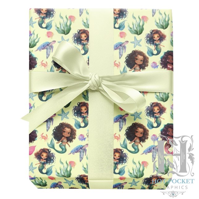 Papel De Regalo Black Mermaid Wrapping Paper in Yellow (Subido por el creador)