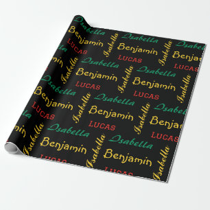 Papel De Regalo Black Modern simple tipo de tipografía nombre pers