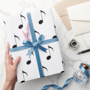 Papel De Regalo Black Music Notes On White
