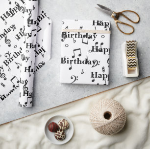 Papel De Regalo Black Musical Happy Birday