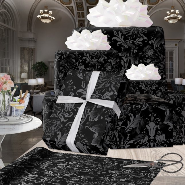 Papel De Regalo Black On Black Acanthus Leaf Black Floral Palace (Subido por el creador)