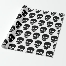 Papel De Regalo Black on White Skulls