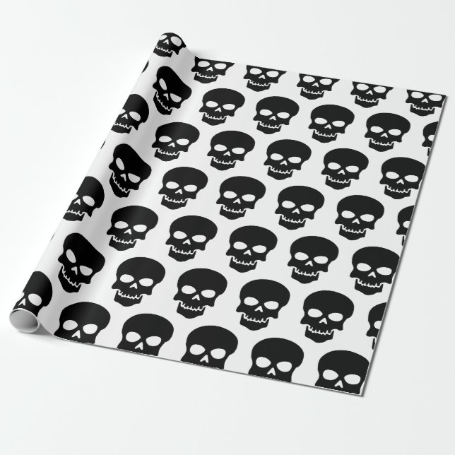 Papel De Regalo Black on White Skulls (Desenrollado)