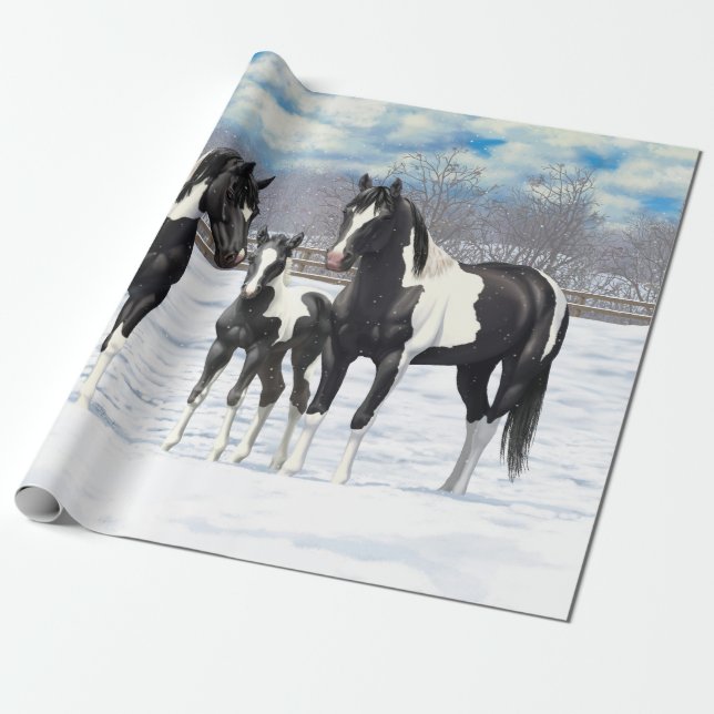 Papel De Regalo Black Pinto Paint Quarter Hornos En Nieve (Desenrollado)