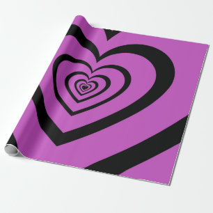 Papel De Regalo Black Purple Hypnotic Heart Love Pattern