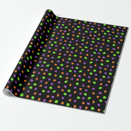 Papel De Regalo Black Purple Lime Green Naranja Polka