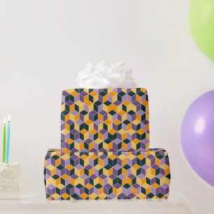 Papel De Regalo Black Purple Naranja Bold Fun Fall Cumpleaños Part