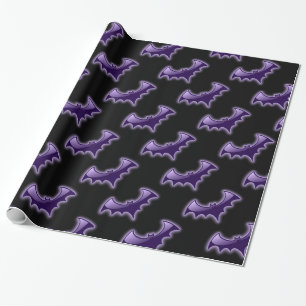 Papel De Regalo Black & Purple Night Wing Bats Wraping Paper
