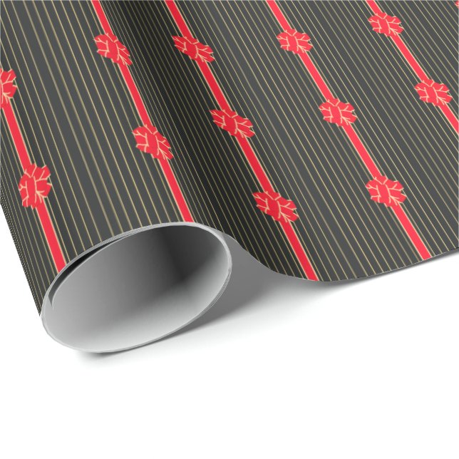 Papel De Regalo Black & Red Bow (Esquina del rollo)