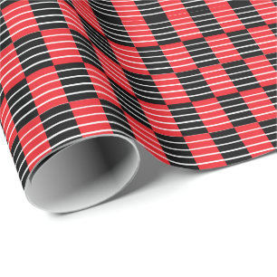 Papel De Regalo Black Red Checks and Stripes