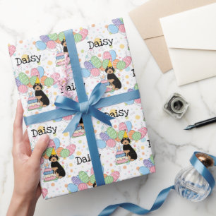 Papel De Regalo Black Tan Aussiedoodle Dog Birday Party