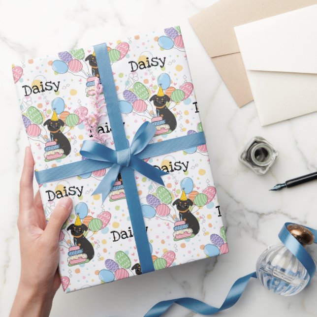 Papel De Regalo Black Tan Brussels Griffon Dog Birday Party (Regalar)