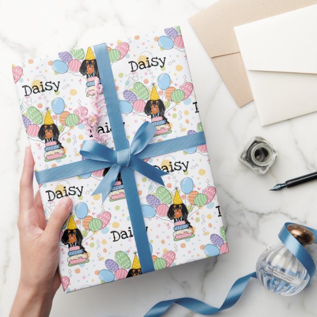 Papel De Regalo Black Tan Cavalier King Charles Spaniel Cumpleaños (Regalar)